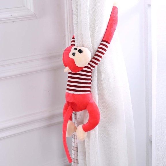 GeBuSn 20" Monkey Plush Stuffed Animal,Hanging Stuffed Animal Monkey with Long Hands,Home Soft Cute Cartoon Long Arm Monkey Curtain Strap Comfortable (Red)
