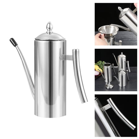 GeBuSn 500ml Soy Dispenser Bottles Leakage Proof Long Nozzle Oil Bottle Stainless Steel Oil Dispenser For Soy Vinegar Olive Oil (A)