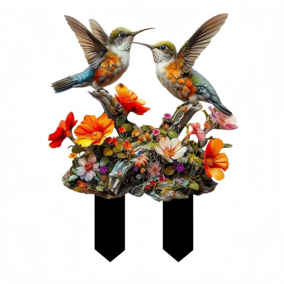 GeBuSn Acrylic Garden Courtyard Pile Inserted Potted Ornamental Garden Magpies And Birds 2D Flat Garden Inserted (20cm/7.87in)