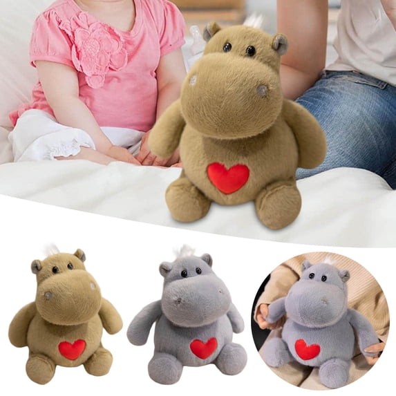 GeBuSn Adorable Hippo Stuffed Animal Soft Cuddly Toy Perfect For Kids Boys Girls Lovable Design Ideal For Bedroom (Khaki)