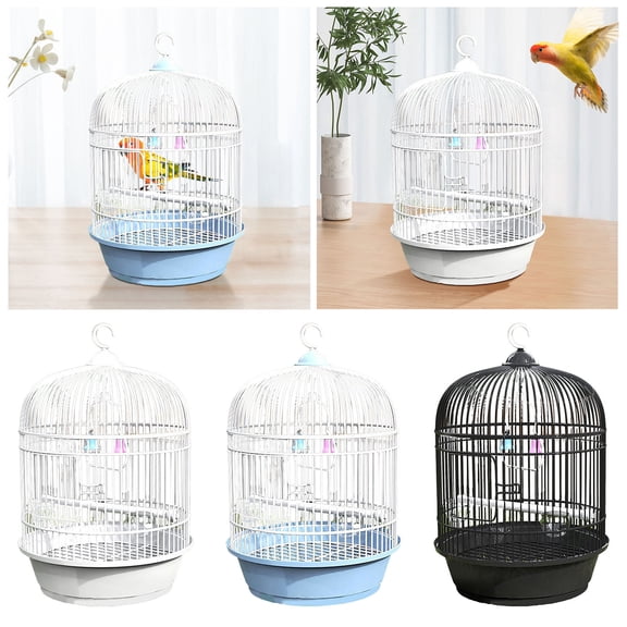 GeBuSn Bird Cage Round Portable Handrail Small Bird Cage Cage For Birds Bird Travel Cage For Lovebirds Conures 1pc (Sky Blue)
