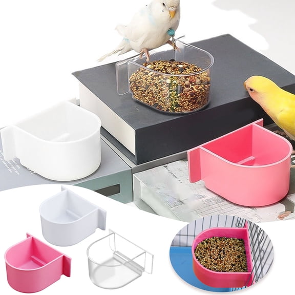 GeBuSn Bird Food Bowl Bird Cage Feeder Small Bowls For Cage Bowl Food Tray Sturdy For Conures For Conures Budgie Small Animals (Clear)