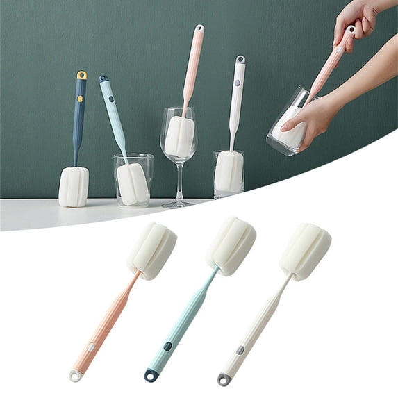 GeBuSn Bottle Soft Brush Sponge Bottle Brush Soft And Easy To Clean Baby Bottle Sponge Brush Can Effectively The Stain On The Bottom Of The Cup (Pink)