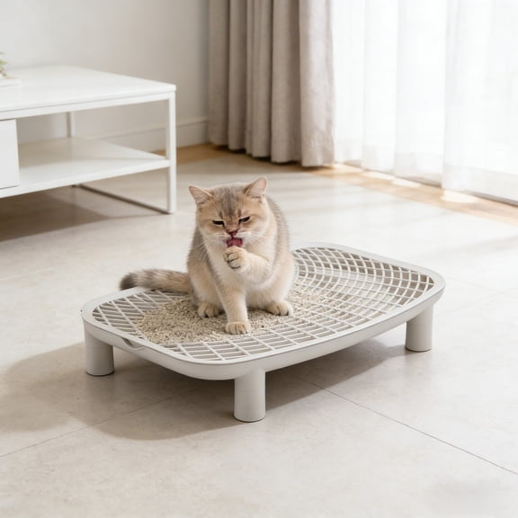 GeBuSn Cat Steps For Litter Cat Litter Catcher Double Layer | Pedal Step Storage Trapper Litterbox For Home Balcony Study Bedroom Apartment Dorm (E)