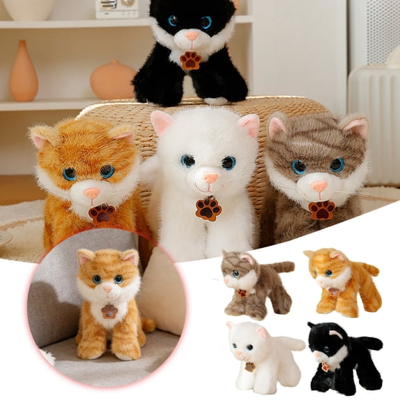 GeBuSn Cute And Lazy Cat Doll Realistic Cat Figurine Children's Soothing Doll Holiday (D)