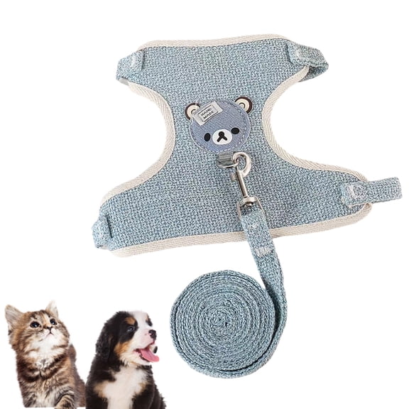 GeBuSn Dog Collar Teacup Dog Leash Small Pet Cat Rabbit Collar Chest Strap Dog Leash Puppy Leash Extra Small Pet Harness (M Blue)