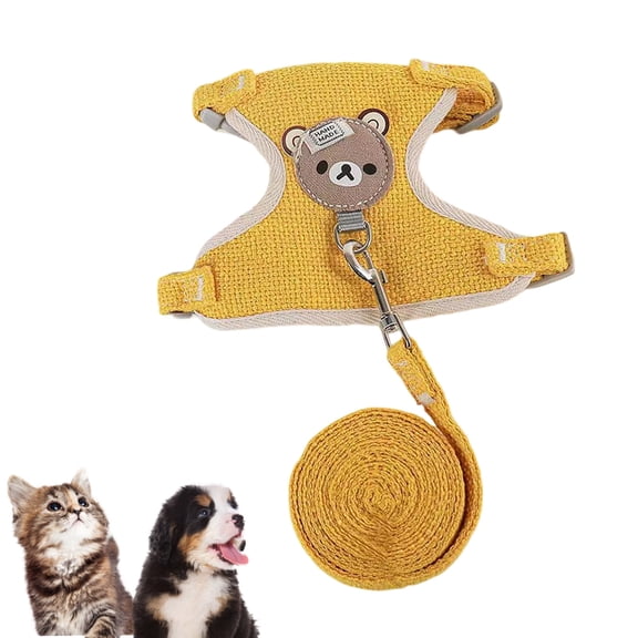 GeBuSn Dog Collar Teacup Dog Leash Small Pet Cat Rabbit Collar Chest Strap Dog Leash Puppy Leash Extra Small Pet Harness (M Yellow)