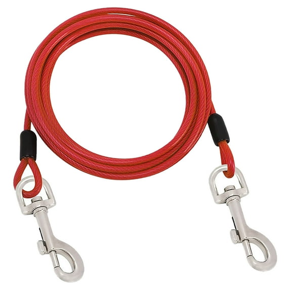 GeBuSn Dog Tie Out 8m Long Dog Leash With Swivel Clips Chains For Outside Yard Camping 1pc (Red)
