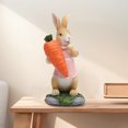 thumbnail image 1 of GeBuSn Easter Bunny Crafts Resin Rabbit Hug Carrot Figurine Easter Cute Rabbit Statue For Home Desktop Garden Decoration (B), 1 of 7