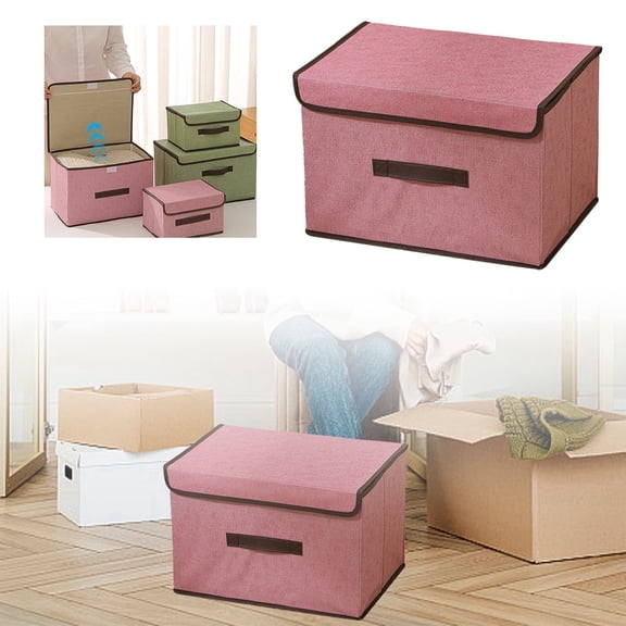 GeBuSn Fabric Storage With Lid Folding Fabric Convenient Clothing Storage Covered Storage Foldable Wardrobe Clothing Storage Practical Home Textile Storage Tool (large Size)(D)