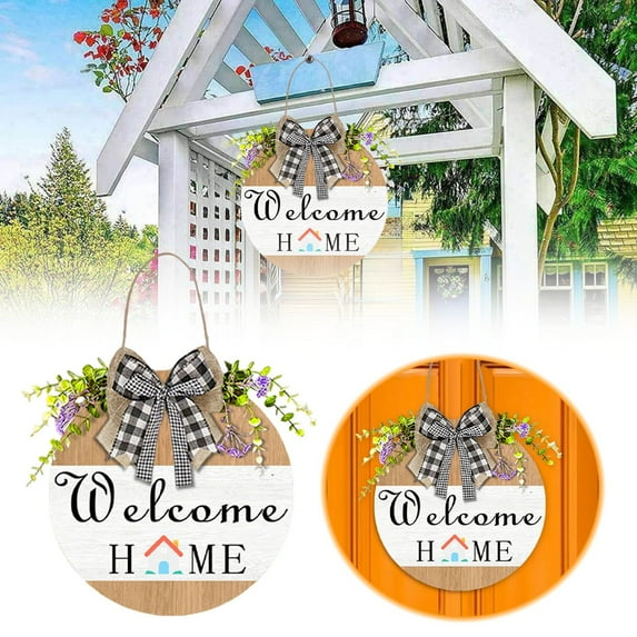 GeBuSn Garden Welcome Sign Circular Door Hanger For A Warm Welcome Ideal For Homeowners Who Unique Decor 11.81x11.81in/30x30cm (B)