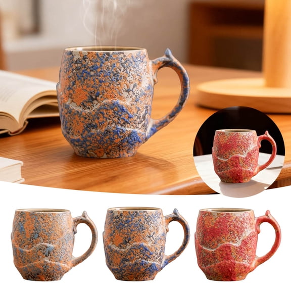 GeBuSn Glazed Art Ceramic Mug Stoneware Cup For Coffee And Comfortable Handle Drinkware For Home Use (Blue)
