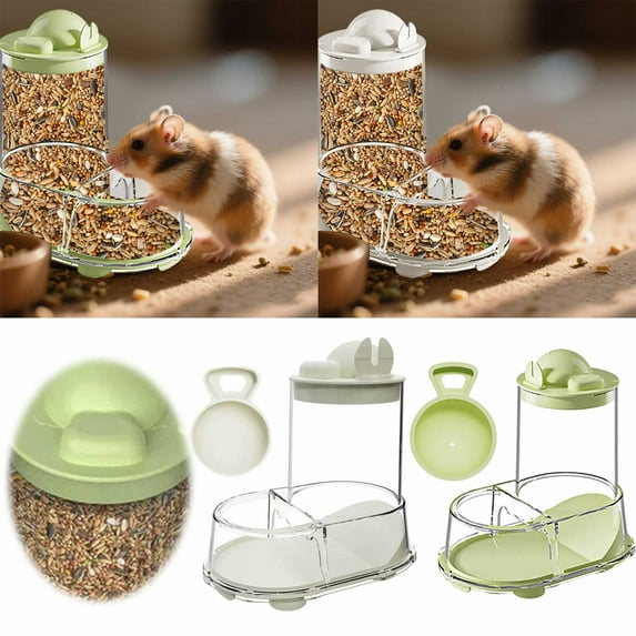 GeBuSn Hamster Food And Water Bowl | Small Animal Automatic Feeder Food Bowl Transparent Stable Dispenser For Gerbils Mice Hedgehogs Parrots Ferrets 15.2x10x15.5cm (White)