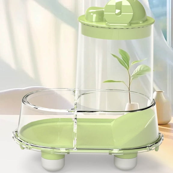 GeBuSn Hamster Food And Water Bowl | Small Animal Automatic Feeder Food Bowl Transparent Stable Dispenser For Gerbils Mice Hedgehogs Parrots Ferrets 15.2x10x15.5cm (Green)