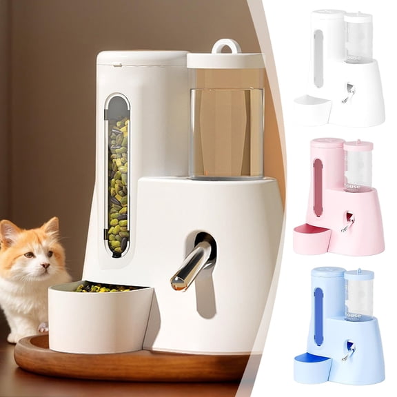 GeBuSn Hamster Water Dispenser Automatic Feeder Bottle No Drip Design 5.1x4.3x6.3 Inches Large Capacity Leakproof Cage Accessory For Ferrets And Small Animals (White)