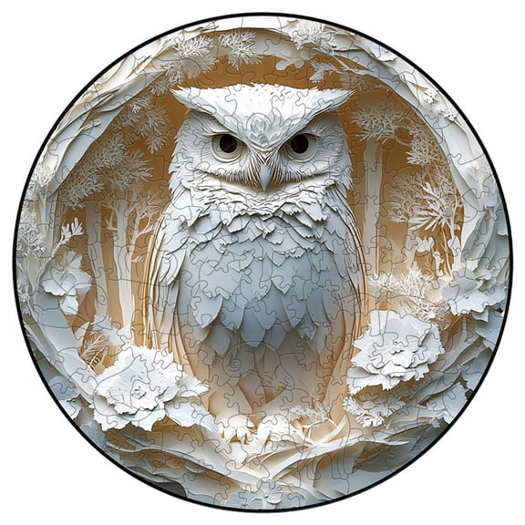 GeBuSn Owl Puzzle 3D Bird Puzzles White Owls Art Puzzles Unique Home Challenging 50 Pieces (C)