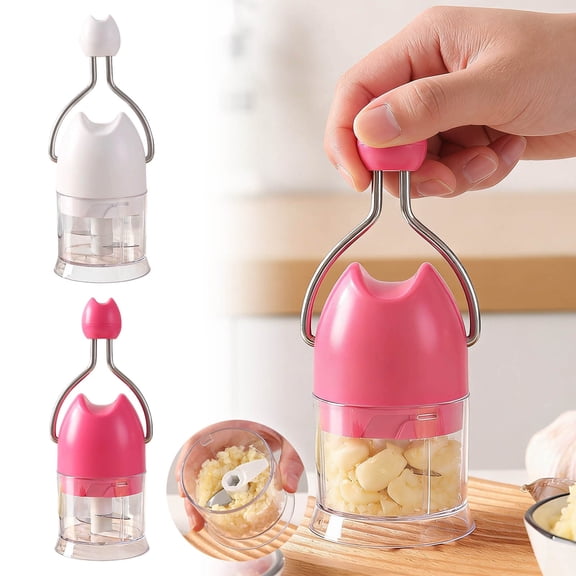 GeBuSn Manual Hand Crank Food Processor For Efficient Mincing And Chopping Of Garlic Peppers And Various Ingredients (Hot Pink)