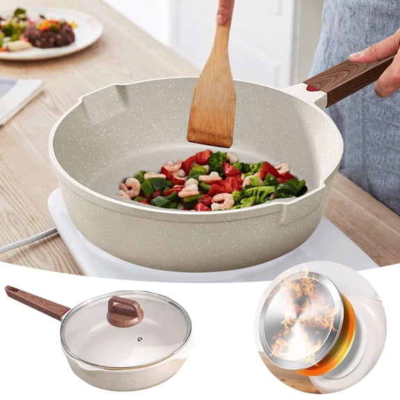 GeBuSn Non Stick Frying Pan For Cooking Stone Coated Skillet With Even Heat Distribution Kitchen For Sauteing And Stir Frying (A)