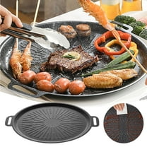 GeBuSn Non Stick Round Baking Pan Korean Grill Plate For Even Heating Multifunctional Stove Plate Korean BBQ Grill Pan Frying And Grilling Pan For Home Kitchen Camping Travel (A)