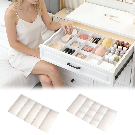 GeBuSn Ompartments Expandable Drawer Storage With Removable Dividers Suitable For Makeup Kitchen And Shallow Drawer And Top Use,Left And Right Extension (9 Grids)