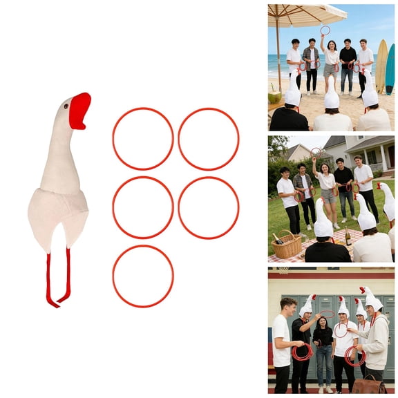 GeBuSn Outdoor Ring Game With Goose Backyard Family Party Activities (White)