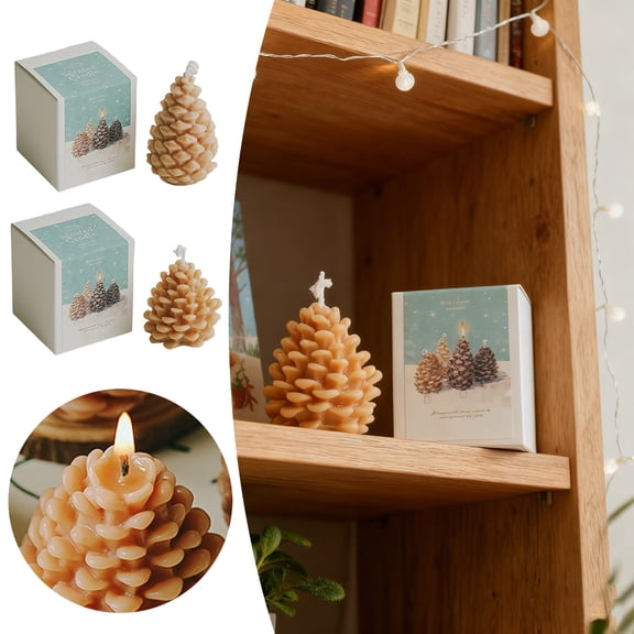 GeBuSn Pinecone Scented Candle Natural Soy Wax For Aromatherapy Home Relaxing Long Lasting Fragrance (A Fragrance: Ebony Agarwood)