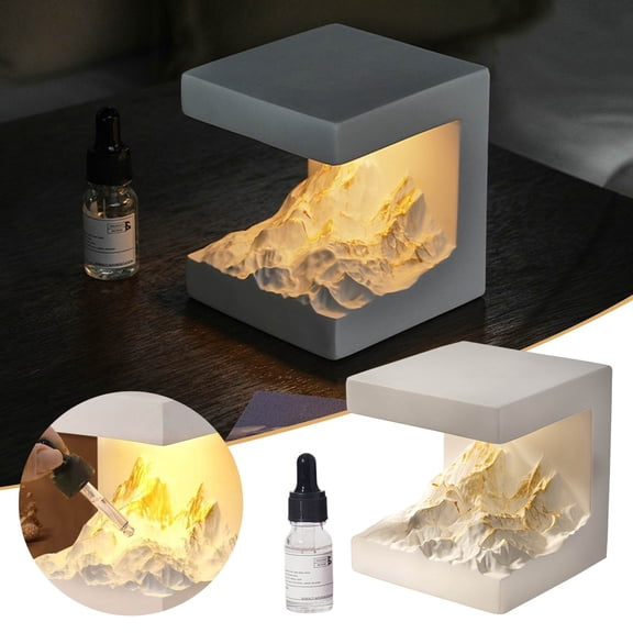 GeBuSn Plaster Material Snow Capped Night Light With Aromatherapy Oil Plug In Design For Home Bedroom Adjustable 3 Color LED Light Modes 10ML (E Gardenia Flower)