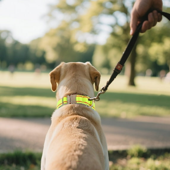 GeBuSn Reflective Nylon Dog Collars Reinforced Heavy Duty Pet Collar With Metal Quick Release Buckle Adjustable For Medium And Large Dogs(28 36cm)1pc (Green)