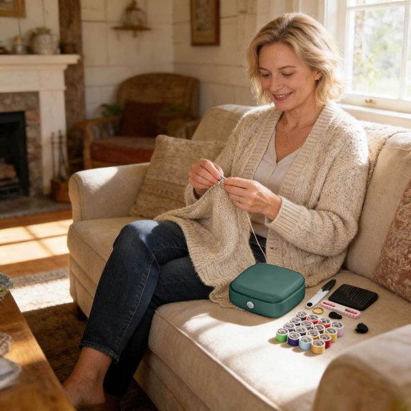 GeBuSn Sewing For Hand Stitching With Big Eye Needles Needle Threader And Seam For Adults Beginners DIY (Green)