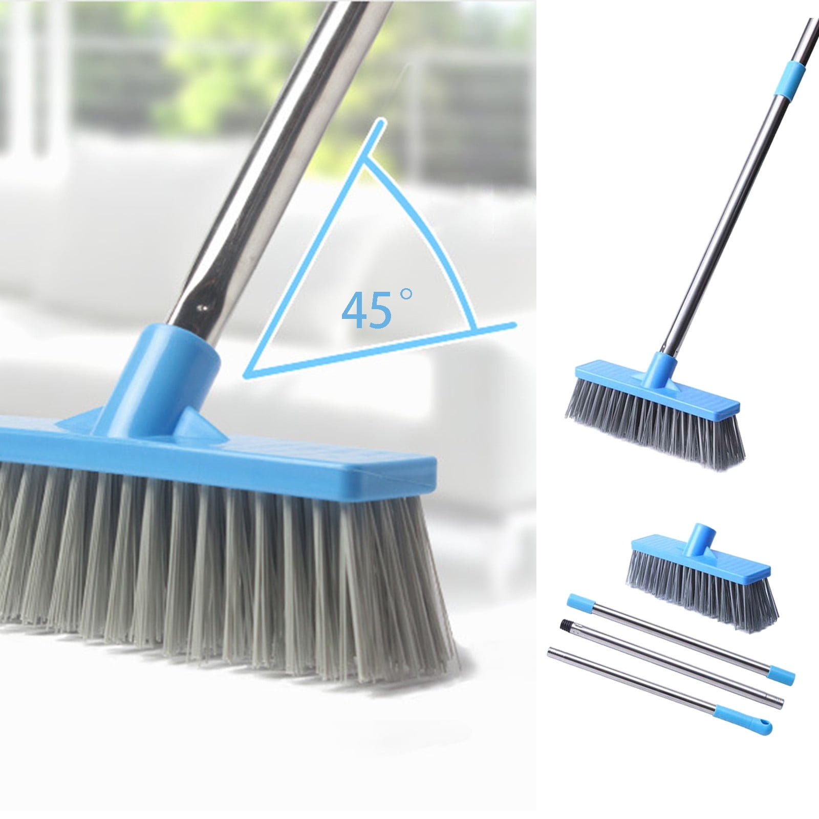 GeBuSn Stainless Steel Wire Scrub Brush With Long Handle Heavy Duty ...