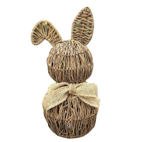 GeBuSn Woven Easter Bunny Garden Sculpture Outdoor Art Statue For Festival Patio Yard Ornament (Brown)