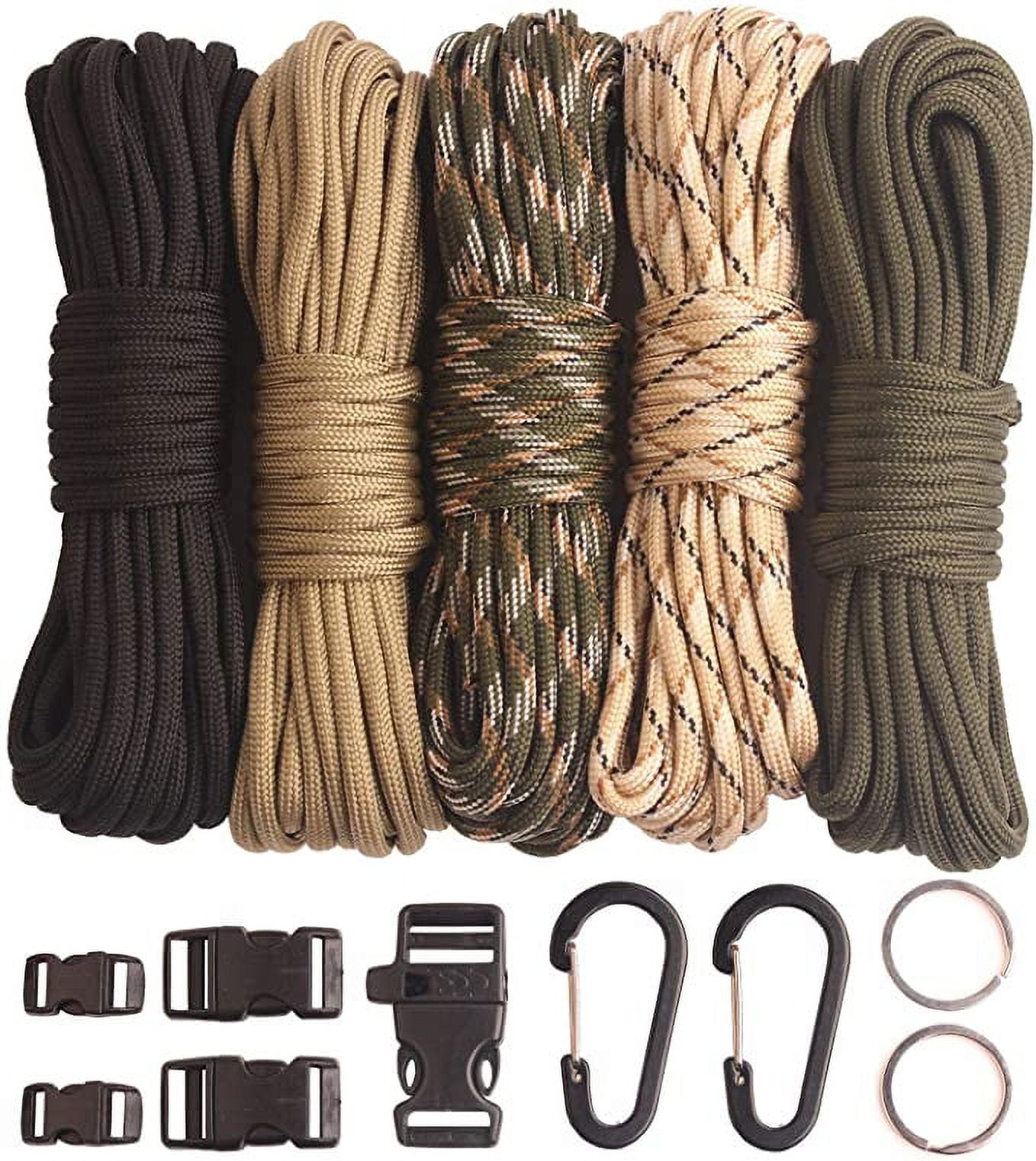 Paracord Rope 10Pcs Paracord Bracelet Kit Multifunction Paracord Ropes Paracord  Kit 4mm with 10 Pcs Colorful Paracord Buckles for DIY Bracelets Keychains  Camping and Others