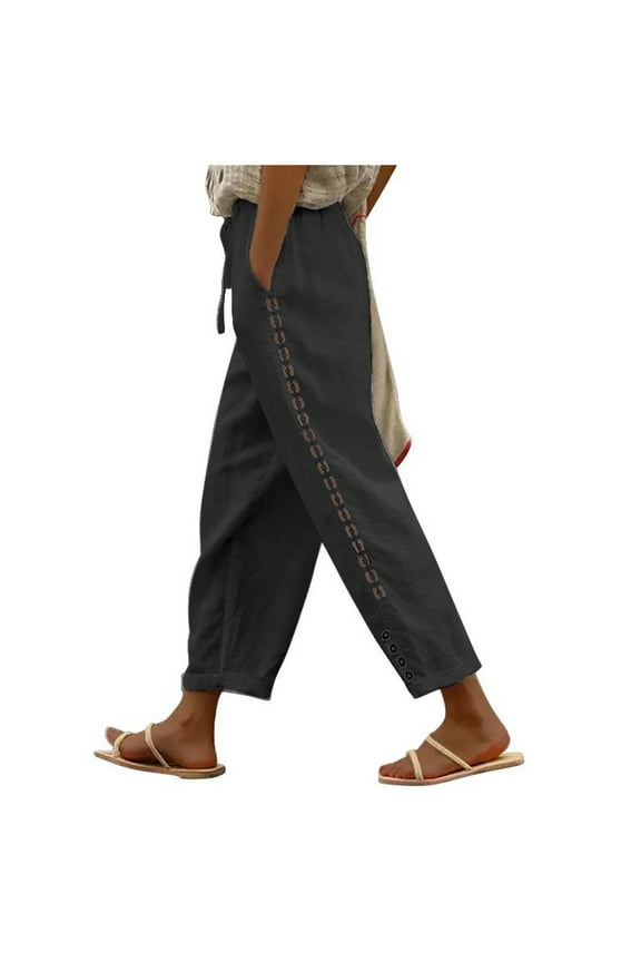 Khakis Pants for Women Bootcut Women Capri Pants for Summer Womens Flowy Pants Cropped Womens Cargo Pants Black