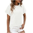 thumbnail image 1 of Zuesphe Short Sleeve Summer Tops for Women Fashion Womens Summer Shirts With Sleeves Blouses for Women Dressy Casual Graphic Tees for Women Trendy Cropped, 1 of 5