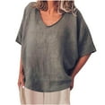 thumbnail image 1 of Zuesphe Summer Tops for Women 2025 Vacation Trendy Linen Shirts for Women Striped Women White Blouse for Church Summer Tunics for Women 2025 Plus, 1 of 5