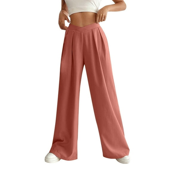 Zuesphe Trousers Pants for Women Straight Leg Capri Pants for Women 3 Pack Womens Wide Leg Pants Casual Linen Cargo Pants Women Stretchy Work
