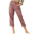 thumbnail image 1 of Zuesphe Womens Casual Pants Linen Women Capri Pants for Summer Plus Size Womens Wide Leg Pants with Pockets Womens Cargo Pants High Waisted, 1 of 5