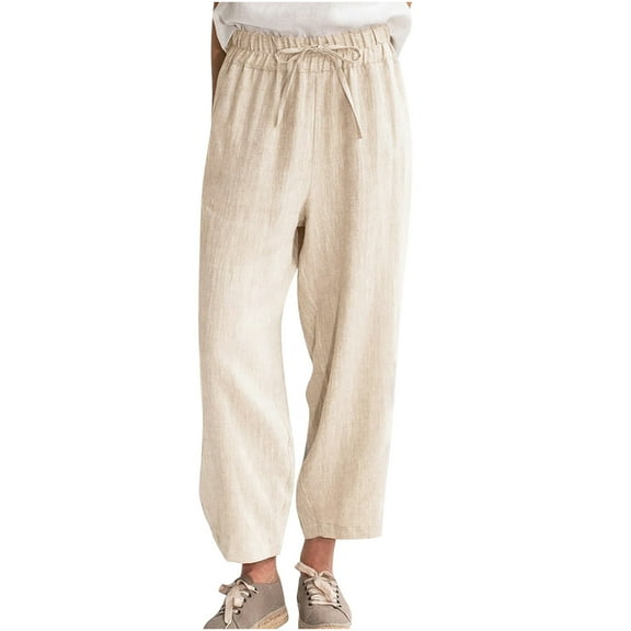 Zuesphe Womens Pants Summer Capris Women Capri Pants for Summer Cotton Womens Wide Leg Pants with Pockets Womens Fashion Pants Trendy Cargo