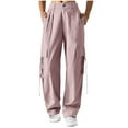 thumbnail image 1 of Zuesphe Womens Pants Trendy 2025 Women Capri Pants Wide Leg Baggy Pants Women Linen Cargo Pants Women Stretchy Petite, 1 of 6