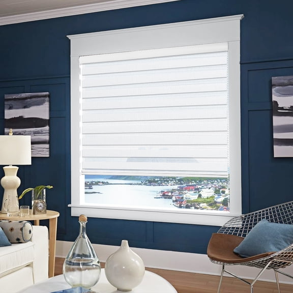 GeTopBlinds Zebra Blinds for Windows 32 X 64 INCH White - Sheer Horizontal Window Blinds and Shades for Daytime and Nighttime - Light Filtering Roller Shades for Windows