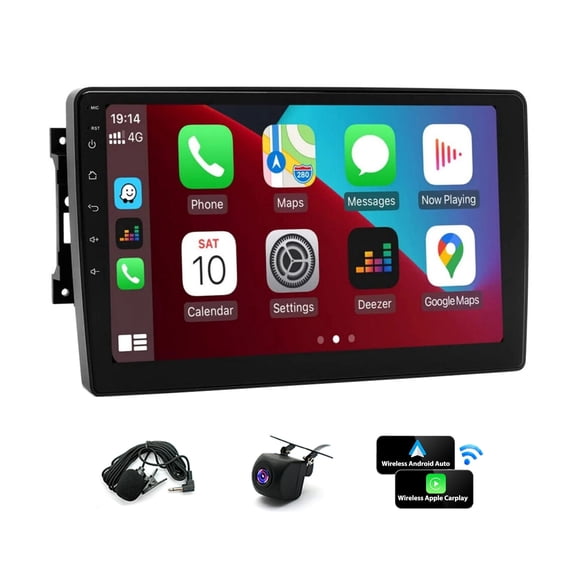 Geabo 2+32G Car Stereo for Chrysler Aspen/300C 2008-2010 and More Models with Wireless CarPlay Android Auto 10inch Touch Screen Support Bluetooth FM GPS WiFi