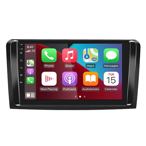 Geabo 2+32G Car Stereo for Mercedes-Benz ML 2005-2011 and More Models with Wireless CarPlay Android Auto 9inch Touch Screen Support Bluetooth FM/RDS GPS WiFi SWC