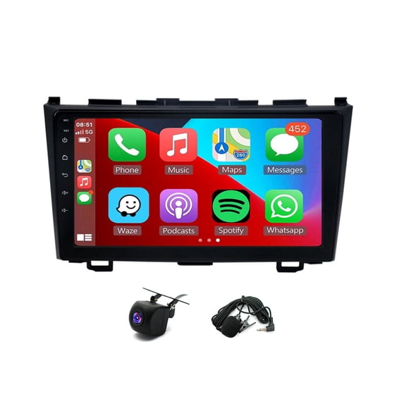 Geabo 2+32G Car Stereo for Honda CR-V 2007-2011 with Wireless CarPlay Android Auto 9inch Touch Screen Support Bluetooth FM/RDS GPS WiFi Mirror Link