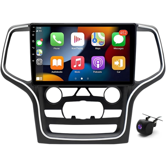 Geabo 2+32G Car Stereo for Jeep Grand Cherokee 2014-2022 with Wireless CarPlay Android Auto 10inch Touch Screen Support Bluetooth FM/RDS GPS WiFi SWC