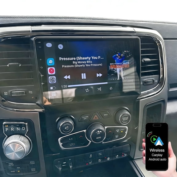 Geabo 2+32G for Dodge Ram 2013-2019 with Wireless Carplay/Android Auto, Android Car Radio Stereo 9 Inch Touch Screen GPS Navi WiFi Bluetooth FM/RDS Mirror Link SWC Backup Camera