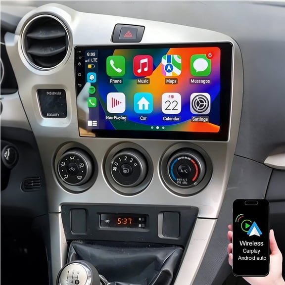 Dexico 2+64G Android Car Stereo for Toyota Matrix 2009-2014, 9 inch HD Touchscreen Aftermarket Radio with Wireless Carplay & Android Auto, WiFi, Mirror Link, FM/RDS, SWC + AHD Backup Camera