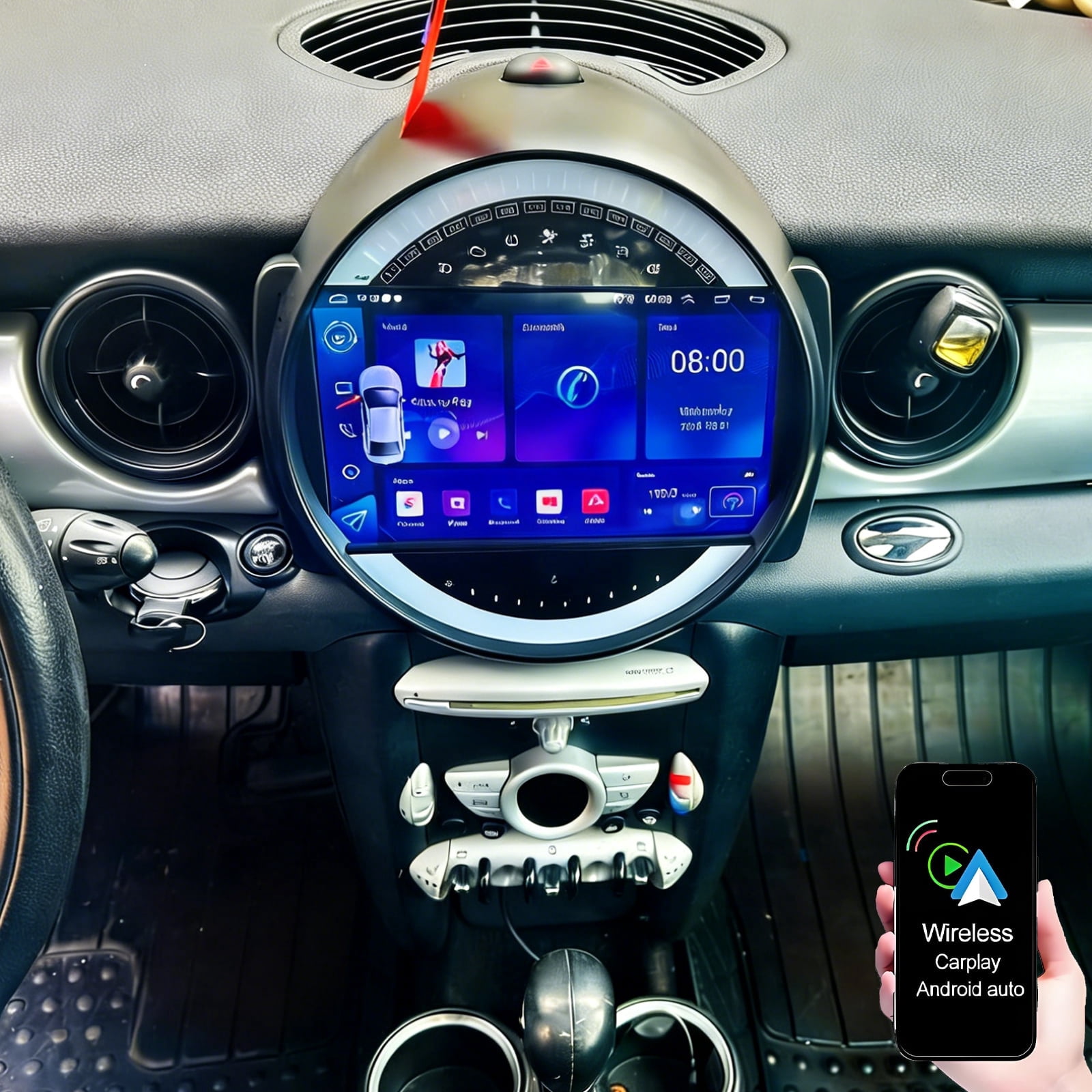 Mini R56 Android Auto Radio Dexico 2+64G Car Radio for BMW Mini Cooper R56 2007-2014, 9 inch IPS ...