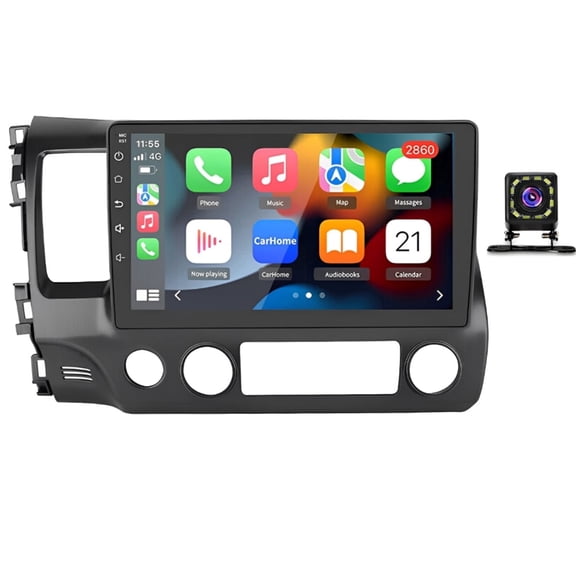 Geabo 2+64G Car Stereo for Honda Civic 2006-2011 Old Model with Wireless CarPlay Android Auto 10inch Touch Screen Support Bluetooth FM GPS WiFi