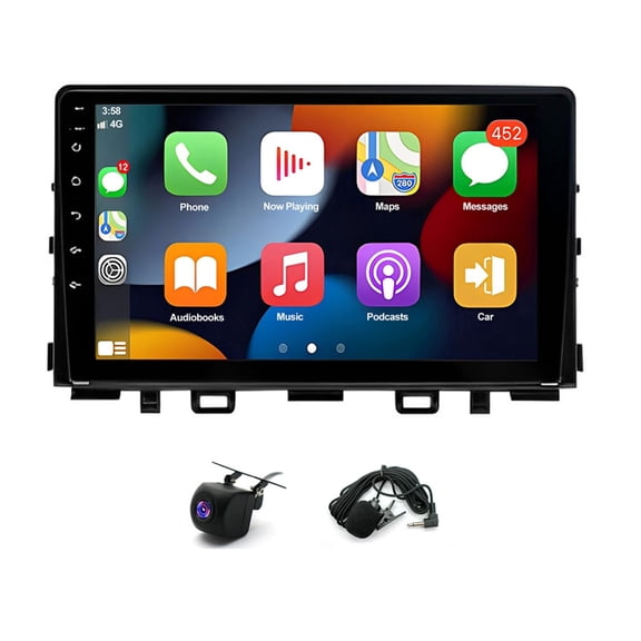 Geabo 2+64G Car Stereo for Kia Rio 2018-2023 with Wireless CarPlay Android Auto 9inch Touch Screen Support Bluetooth FM GPS WiFi
