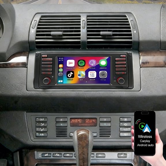 Dexico 2G+32G Android Stereo for MW E53 1996-2007/E39 1999-2003 Radio, Upgrade 7 Inch IPS Touch Screen Head Unit with Wireless Carplay Android Auto GPS WiFi Bluetooth FM RDS Backup Camera